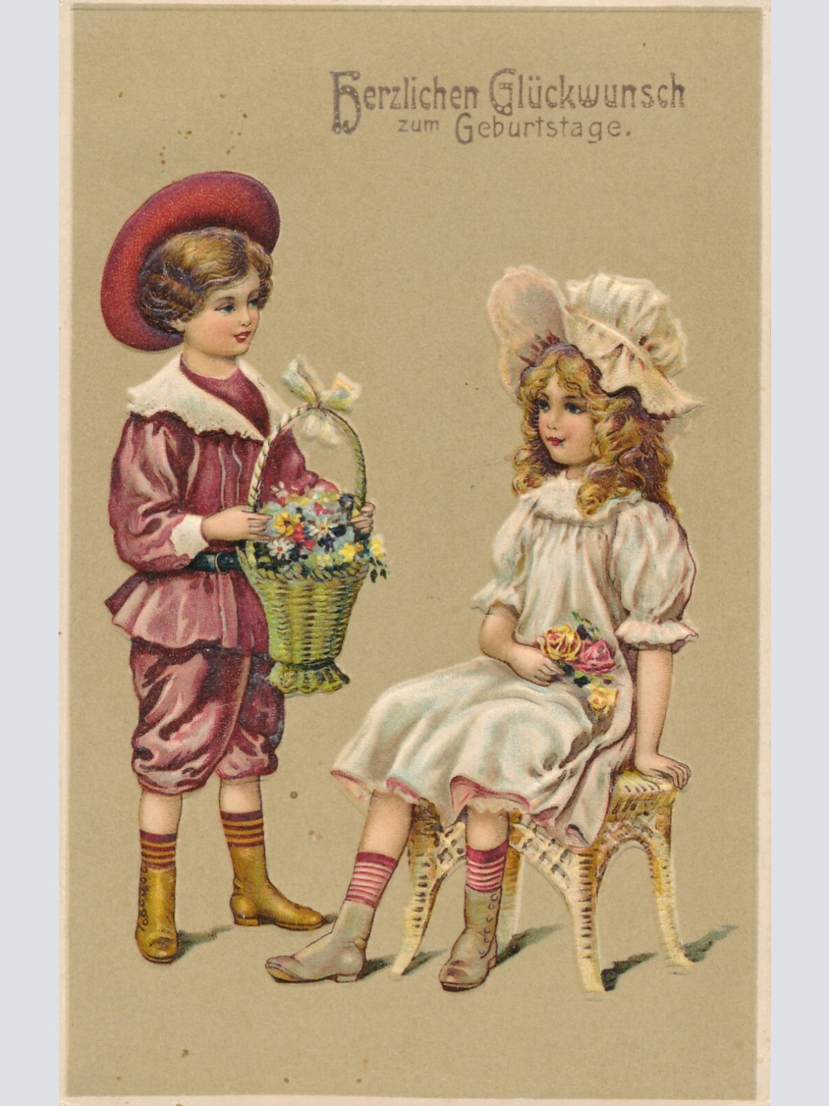 AK, Präge-Karte, Herzlichen Glückwunsch zum Geburtstage (S1839)