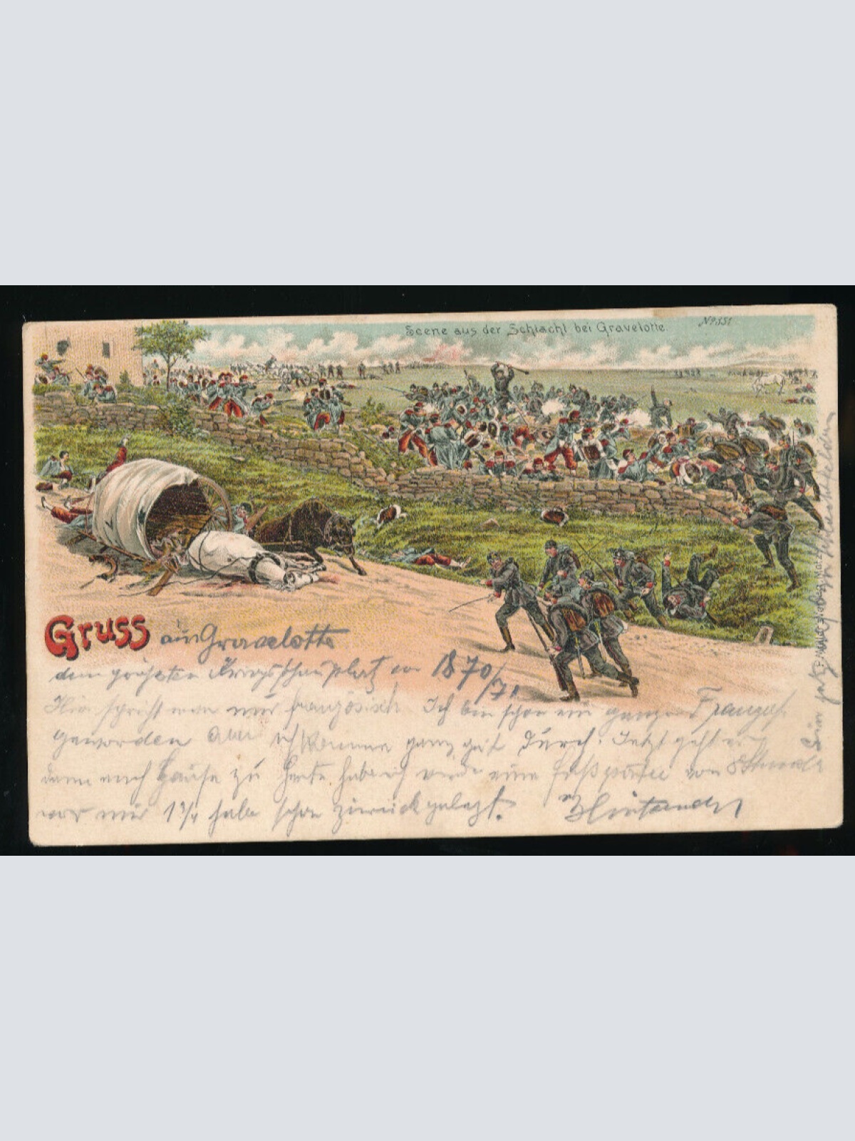 AK gruss scene aus der Schlacht bei Gravolette (5607)