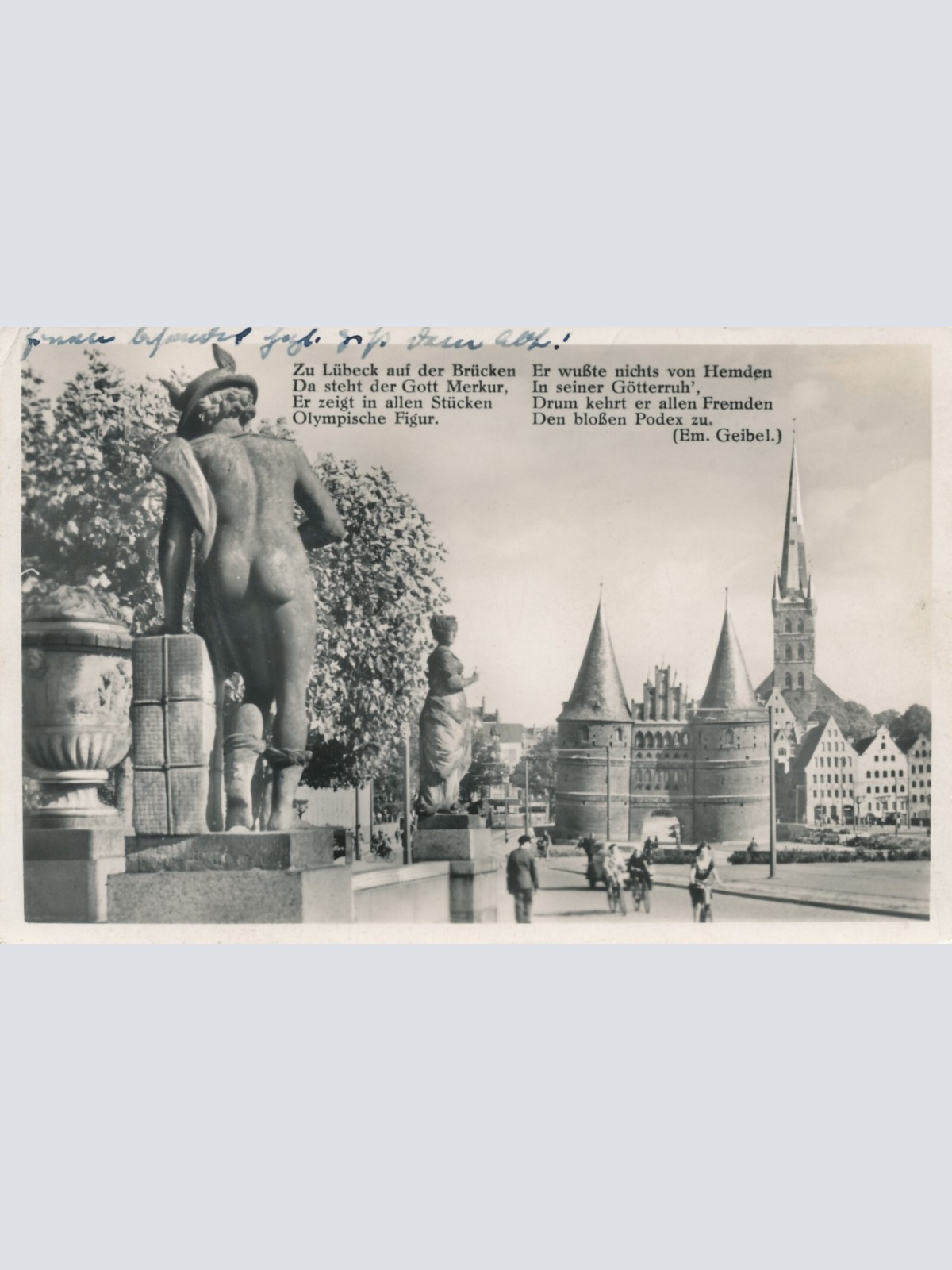 AK, Lübeck, Merkur mit Holstentorplatz, Schleswig-Holstein (S1863)