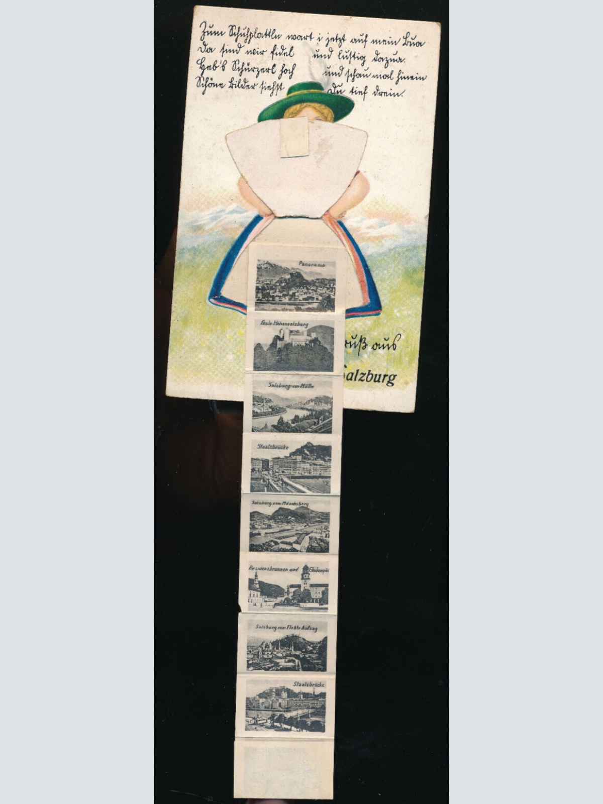 Leporello - Karte gruß aus Salzburg Mädchen in Tracht (5958)