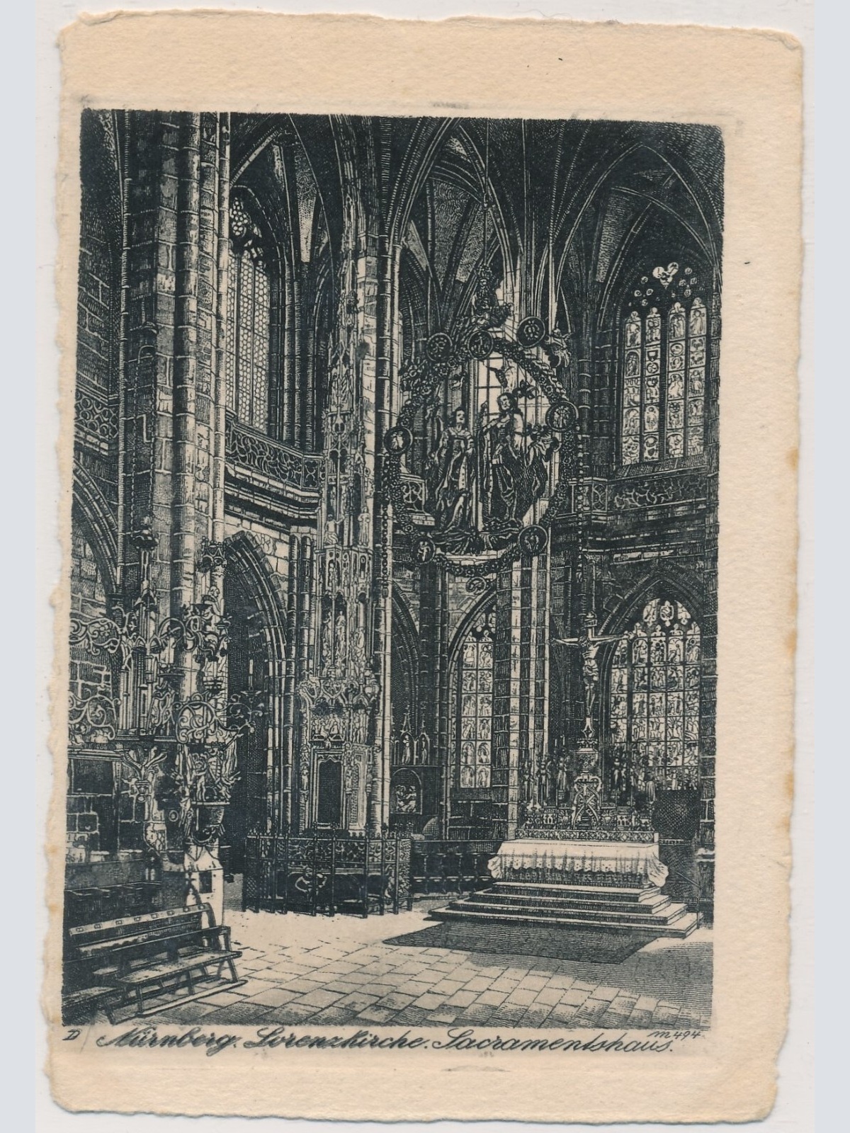 AK, Nürnberg, Lorenzkirche, Sacramentshaus, Bayern (S1948)
