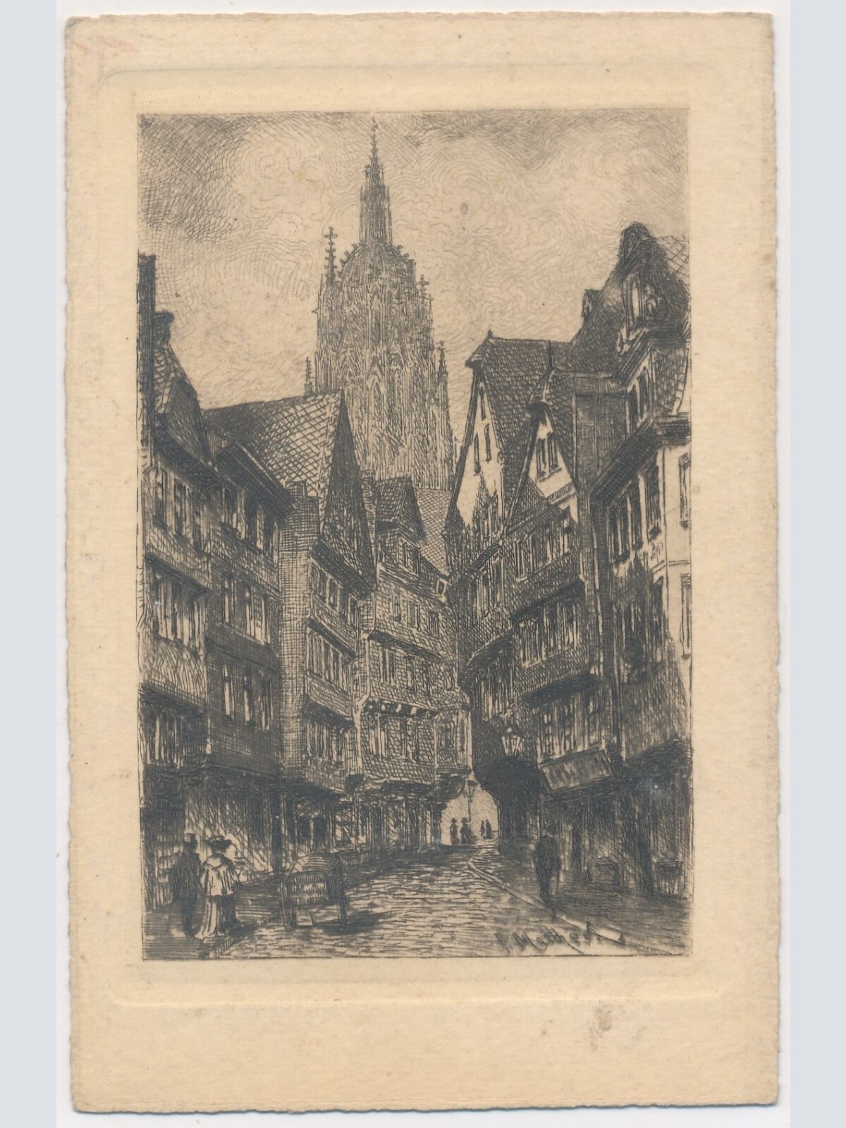 AK, Kannengiesser-Gasse mit Dom, Frankfurt am Main, Hessen (S1940)