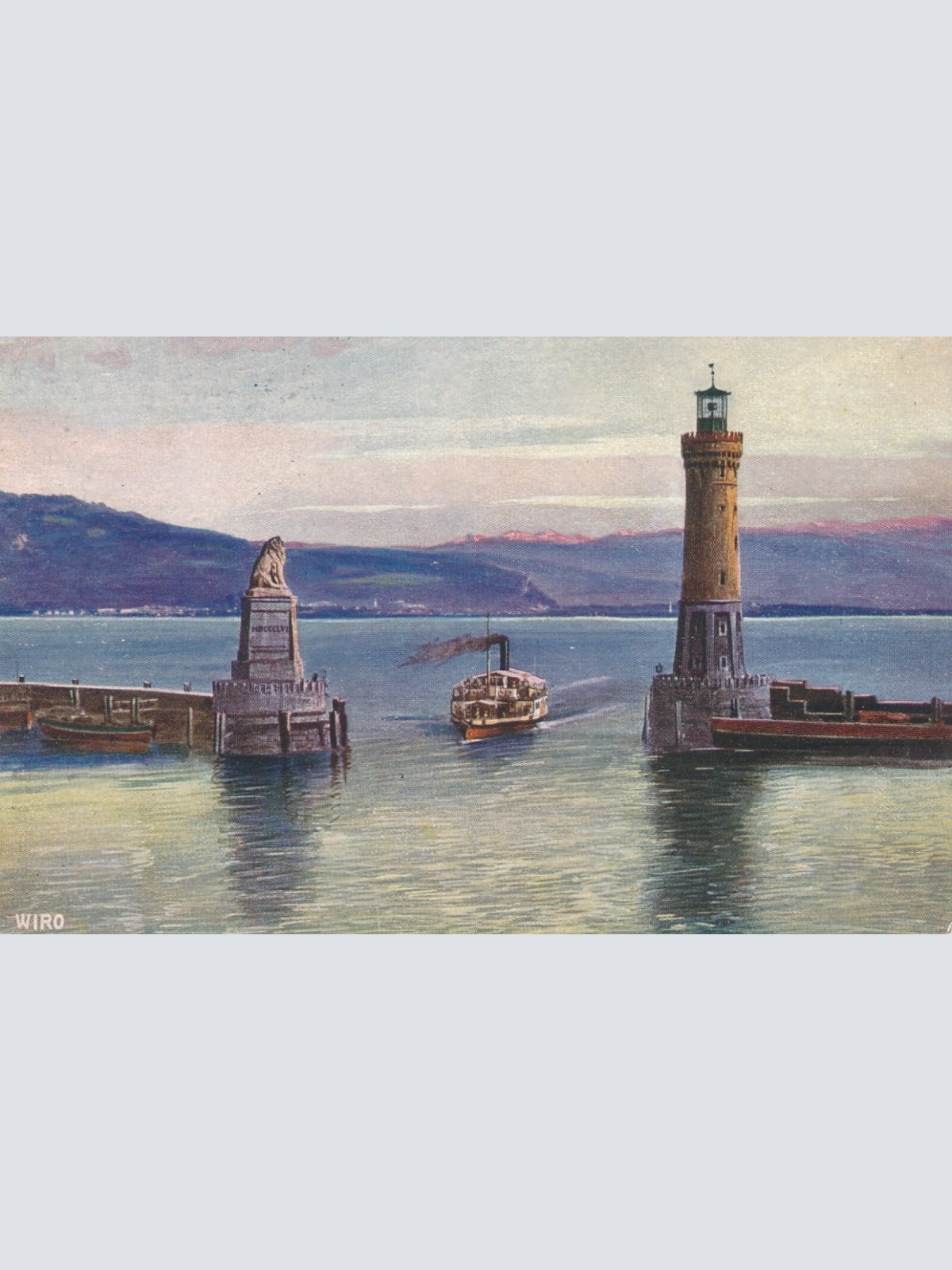 AK, Lindau in Bayern, Hafeneinfahrt, Leuchtturm (S1728)