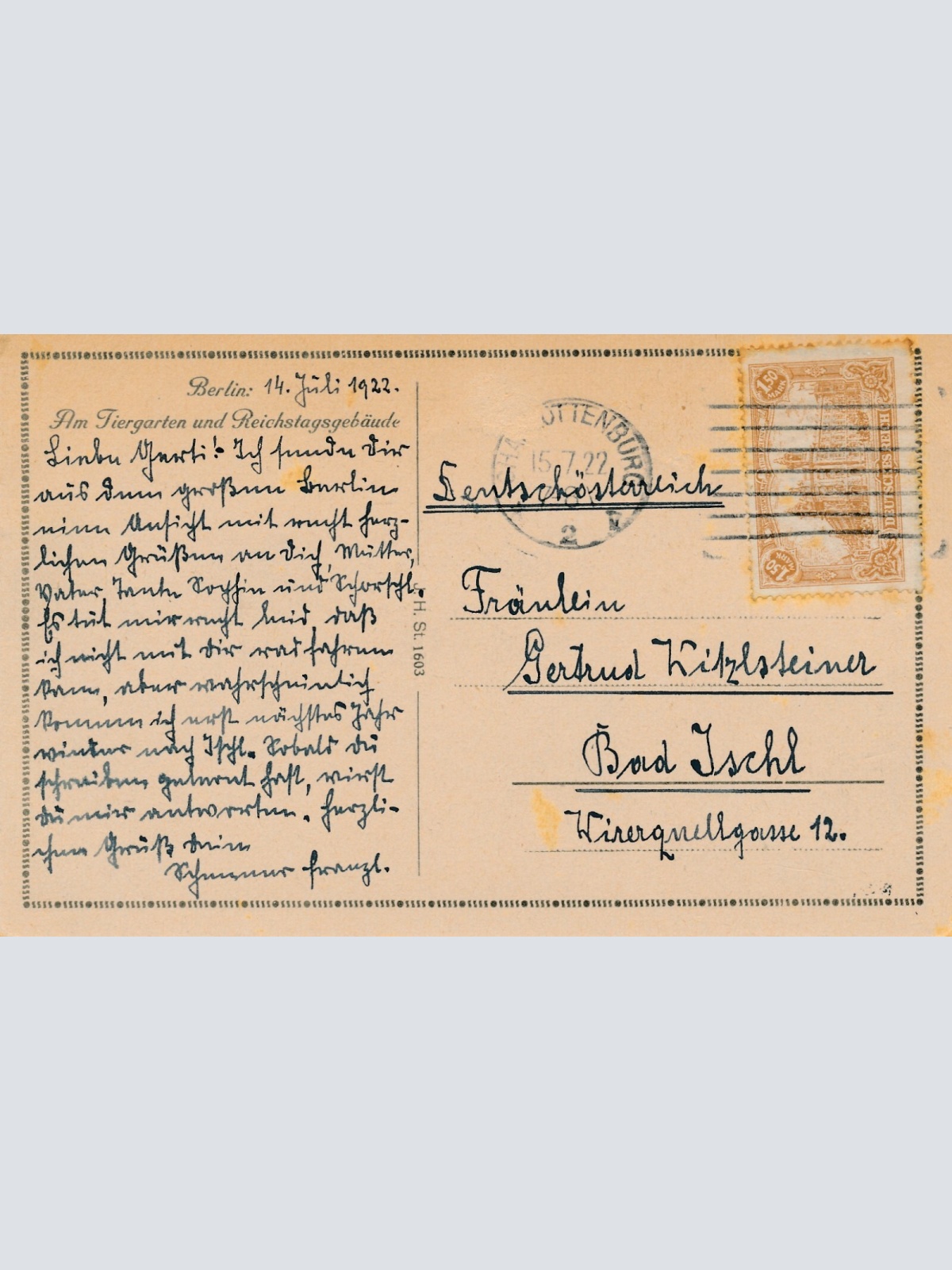 AK, Berlin, Am Tiergarten und Reichstagsgebäude (S1770)