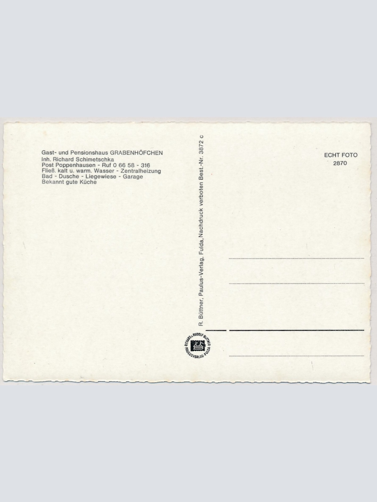 AK, Gast- und Pensionshaus Grabenhöfchen, Poppenhausen, Hessen (S1772)