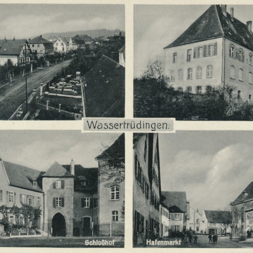 AK, Wassertrüdingen, Bahnhofstraße, Schloss, Hafenmarkt, Bayern (S1802)
