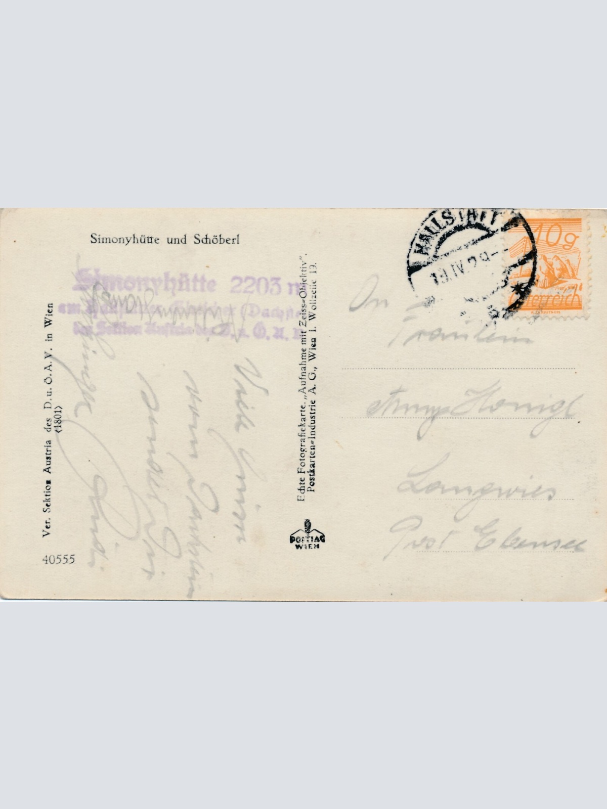 AK, Simonyhütte und Schöberl, Oberösterreich (S1792)