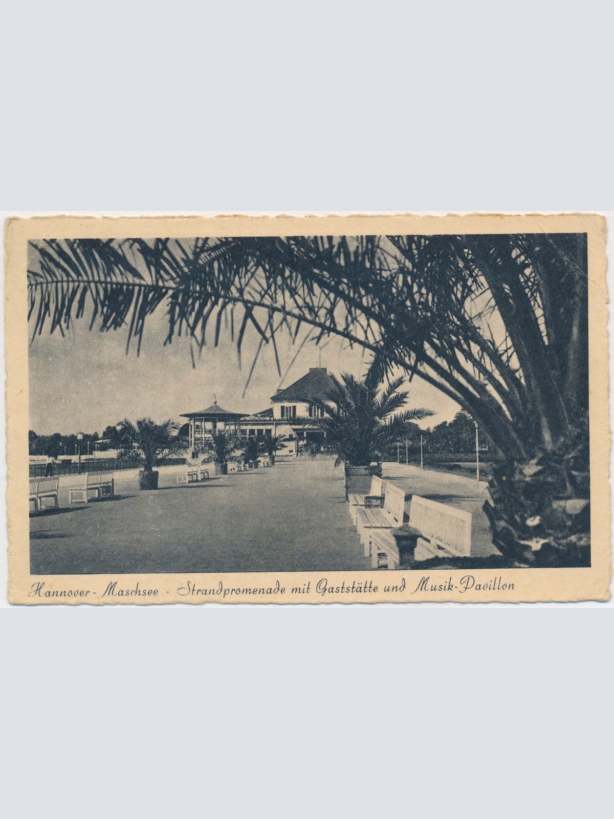 AK, Hannover, Strandpromenade mit Gaststätte und Musik-Pavillon (S1754)