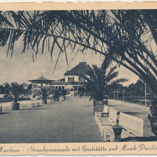 AK, Hannover, Strandpromenade mit Gaststätte und Musik-Pavillon (S1754)