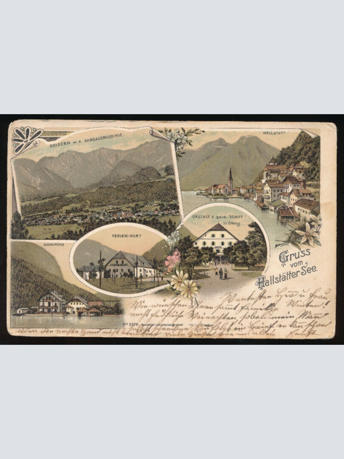 Litho - Karte gruss vom Hallstättersee Oberösterreich (6007)