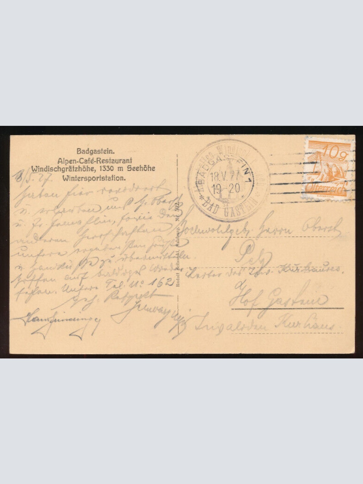 AK aus Badgastein Alpencafe Restaurant Windischgrätzhöhe Salzburg (5995)