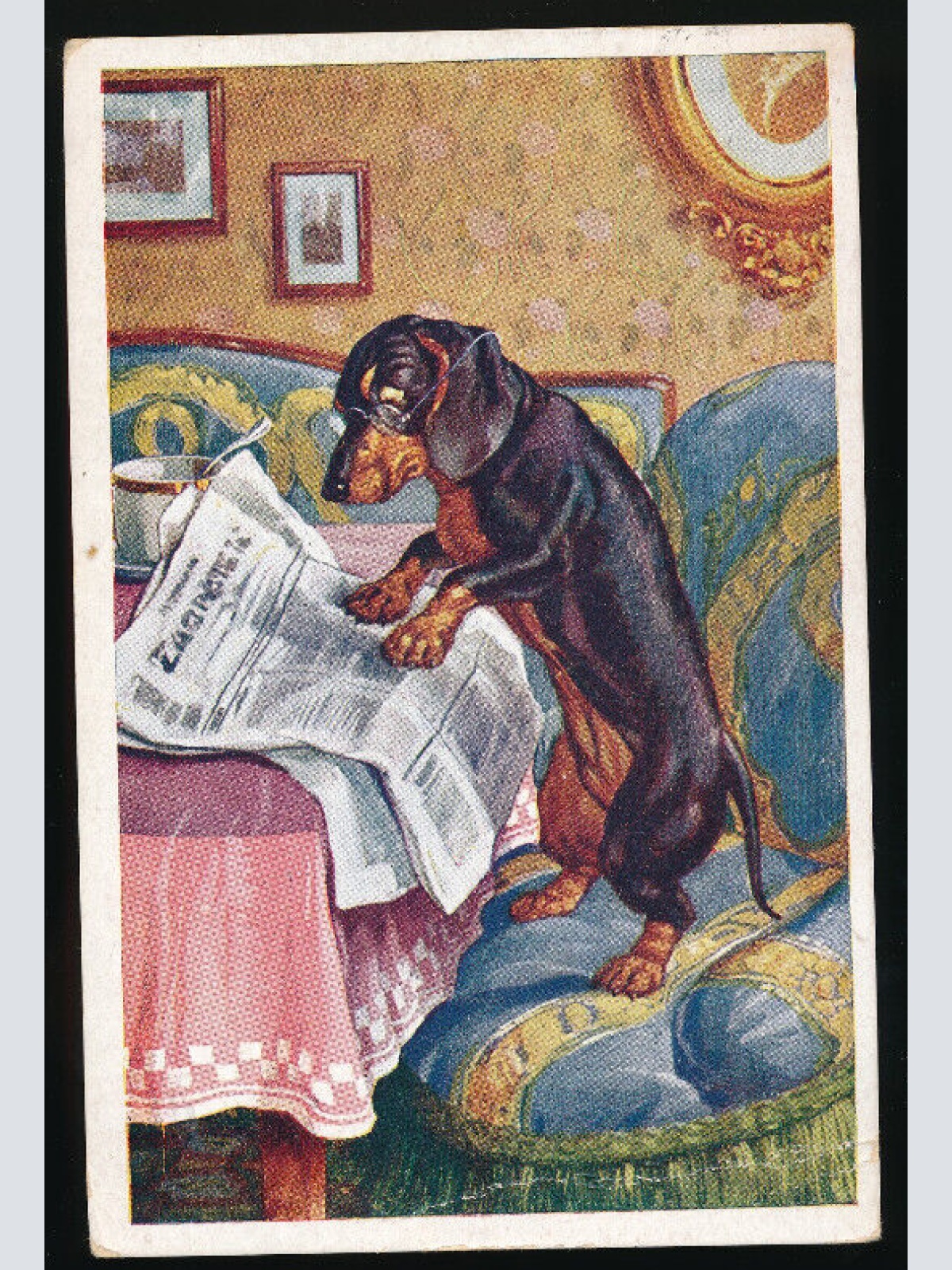 Motiv - Karte Dackel liest Zeitung (5964)