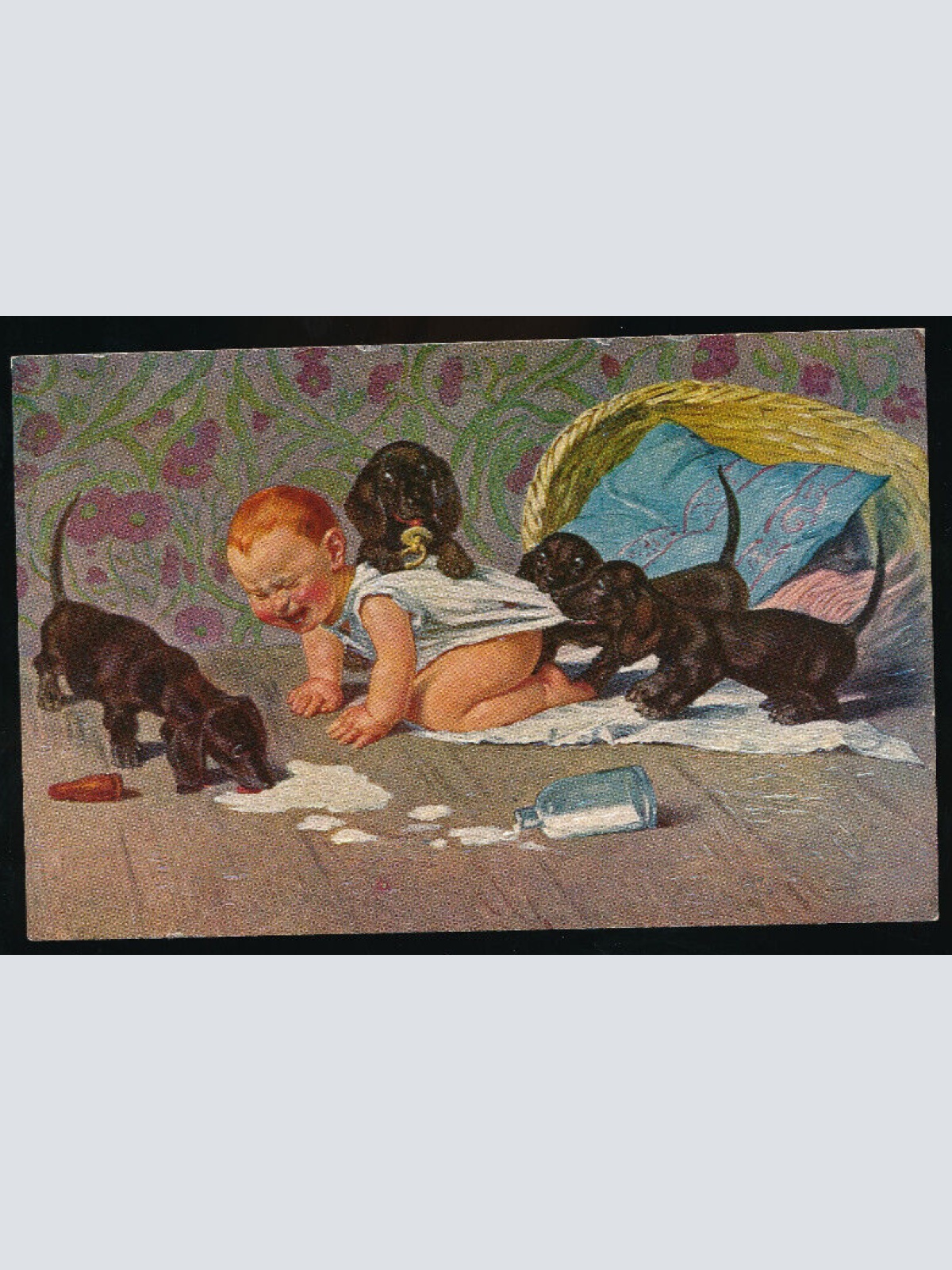 Motiv - Karte ein Überfall Dackel mit Baby (5967)