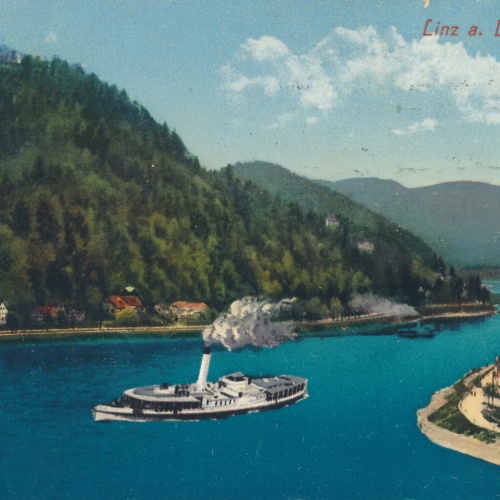 AK aus Linz mit Dampfer Oberösterreich (6479)