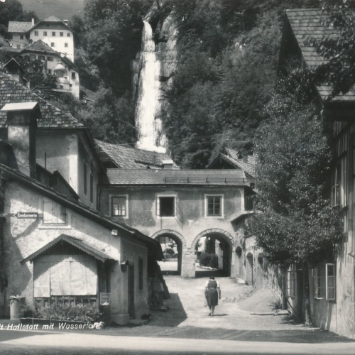 AK aus Alt - Hallstatt mit Wasserfall Oberösterreich  (6373)