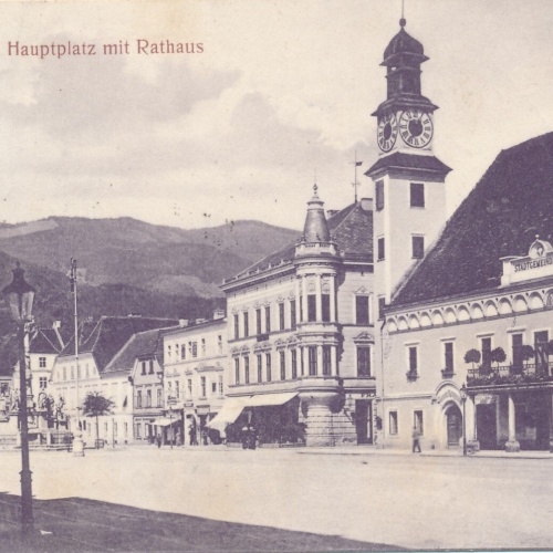 AK aus Leoben Hauptplatz mit Rathaus Stmk  (6358)