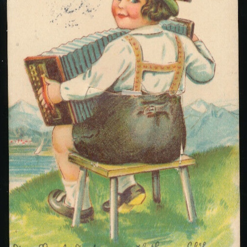 Leporello - Karte gruß aus Salzburg Mädchen mit Zieharmonika (5957)