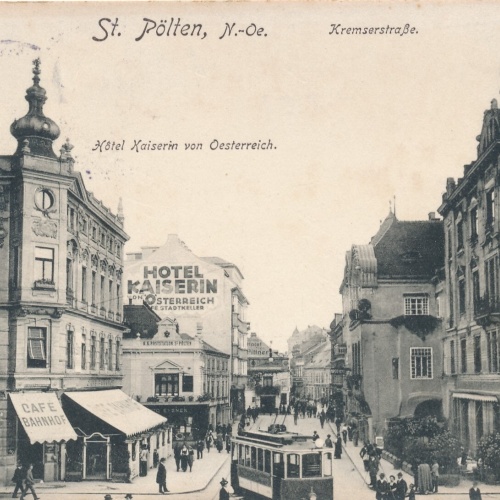 AK aus St.Pölten Kremserstraße mit Hotel Kaiserin Niederösterreich (6866)