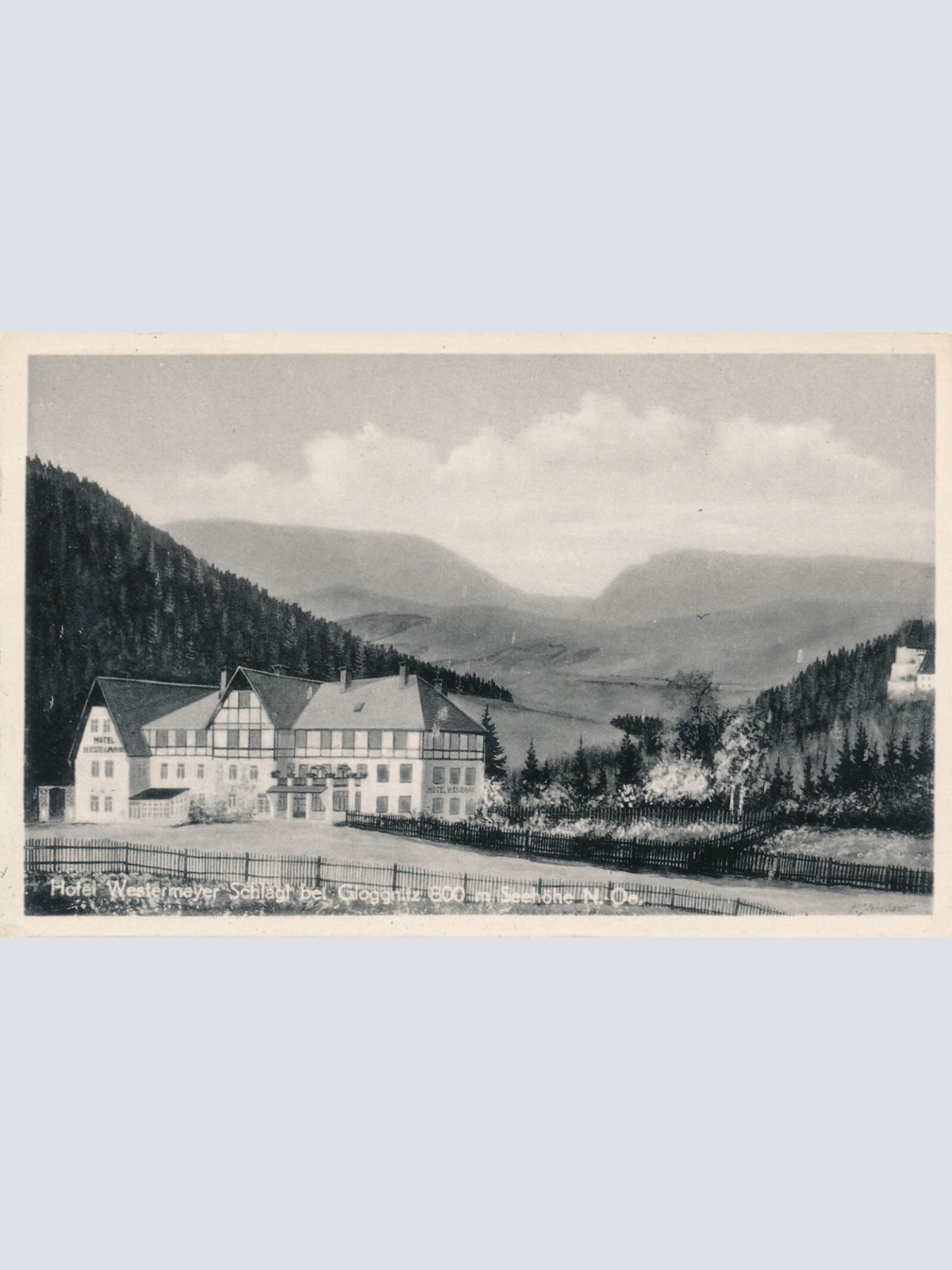 AK aus Schlagl bei Gloggnitz mit Hotel Westermeyer Niederösterreich (6166)