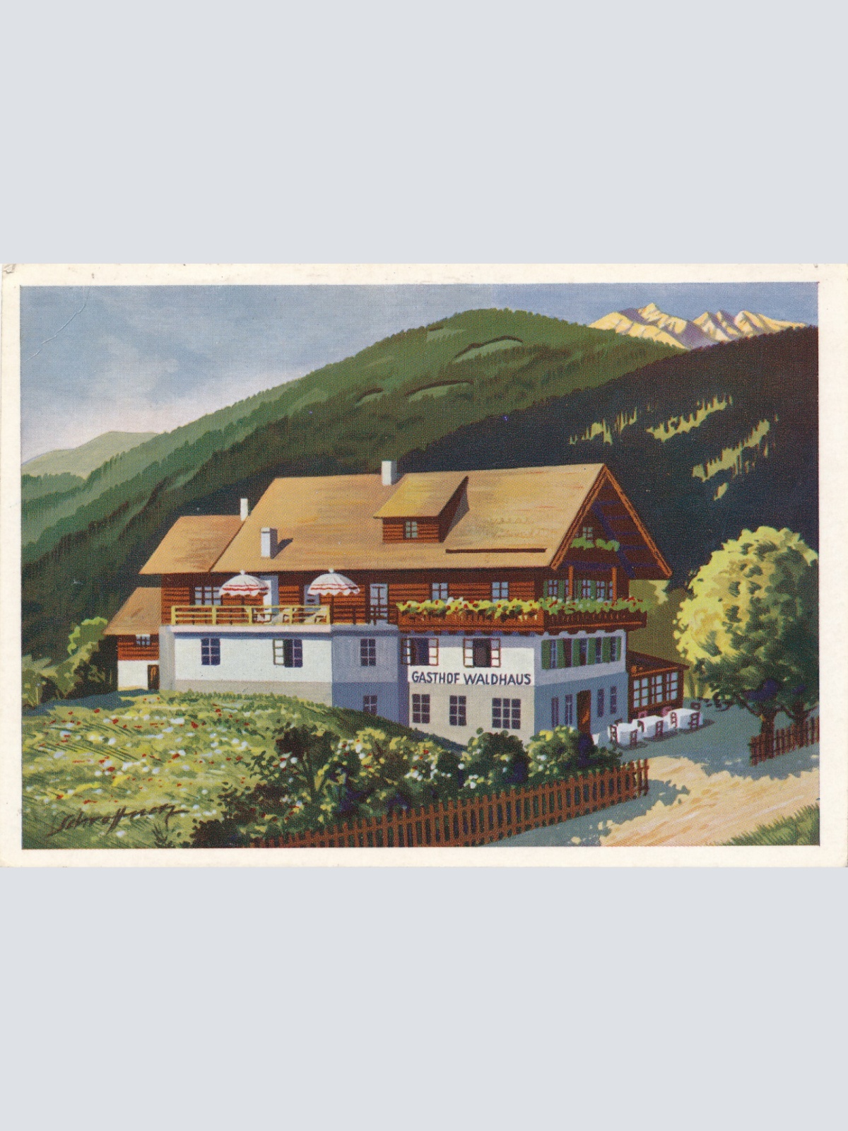 AK aus Krimml mit Gasthof und Pension Waldhaus Salzburg (6209)