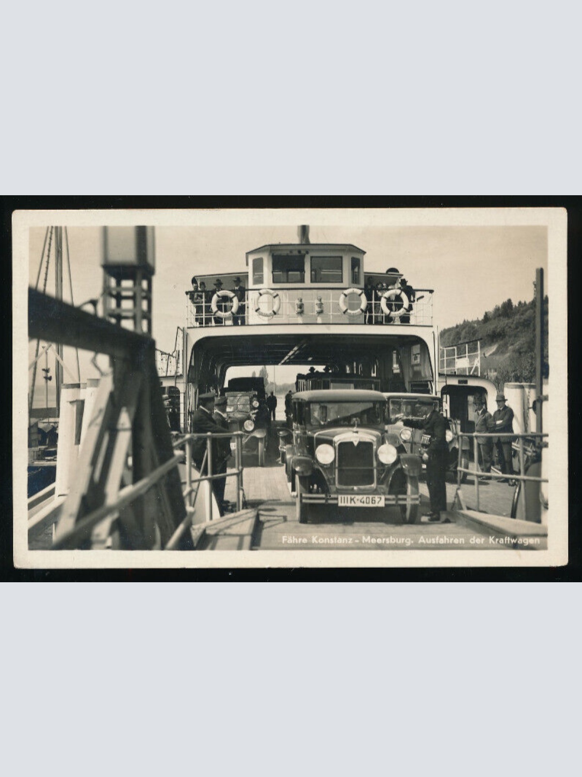 AK aus Konstanz mit Fähre und Oldtimer Alte - Autos Baden - Württemberg (5971)