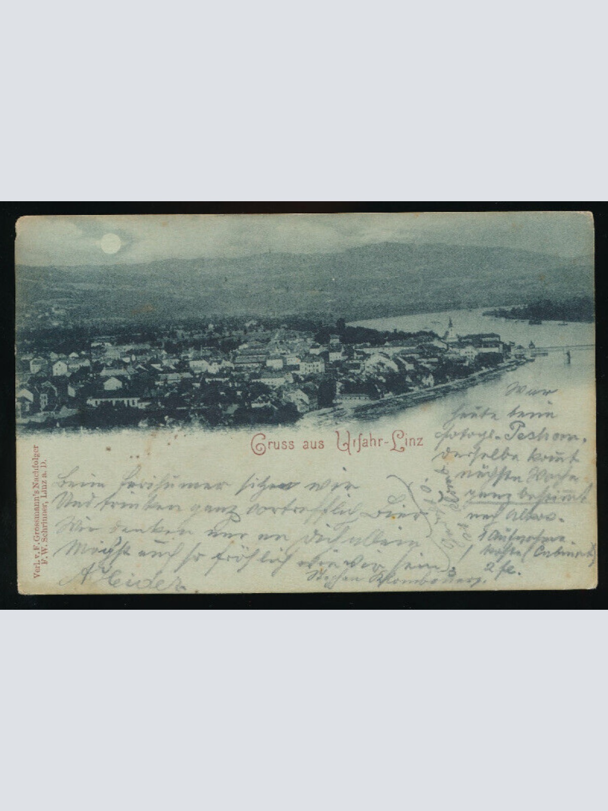 Mondschein - Karte gruss aus Urfahr - Linz Oberösterreich (6026)