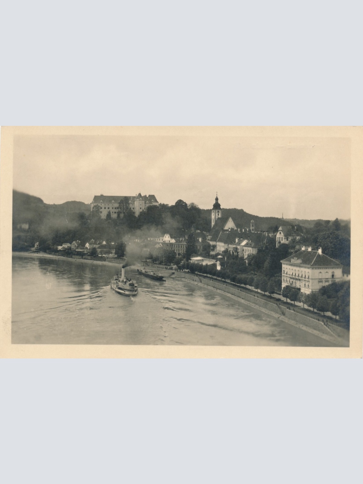 AK aus Grein an der Donau mit Dampfer Oberösterreich (6804)