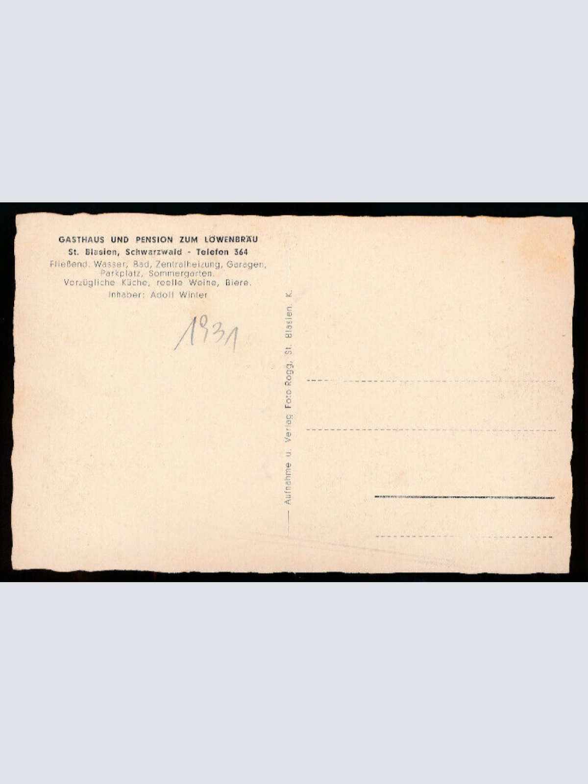 AK aus St.Blasien mit Gasthaus zum Löwenbräu Baden - Württemberg (5970)