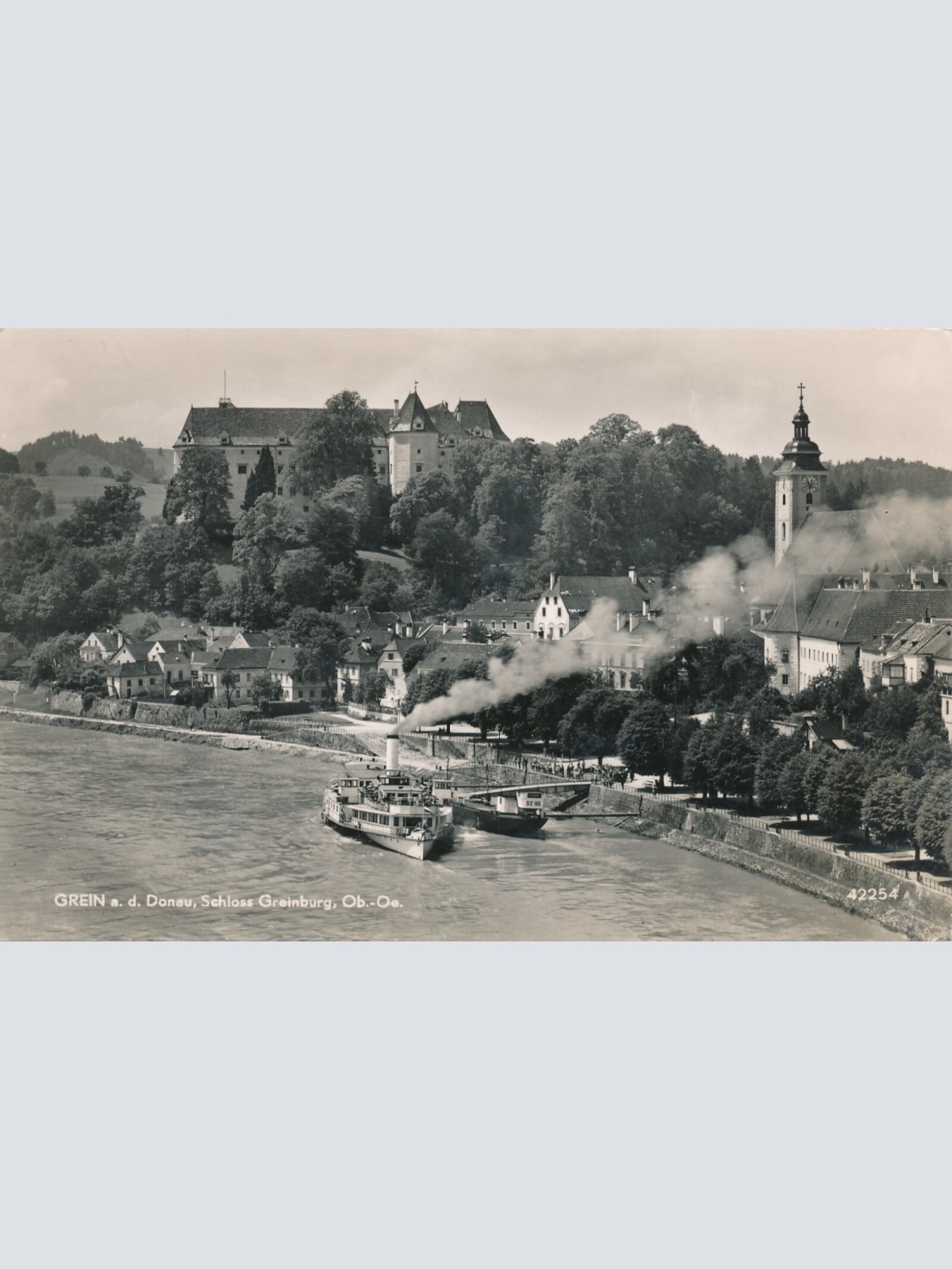 AK aus Grein an der Donau mit Dampfer Oberösterreich (6805)