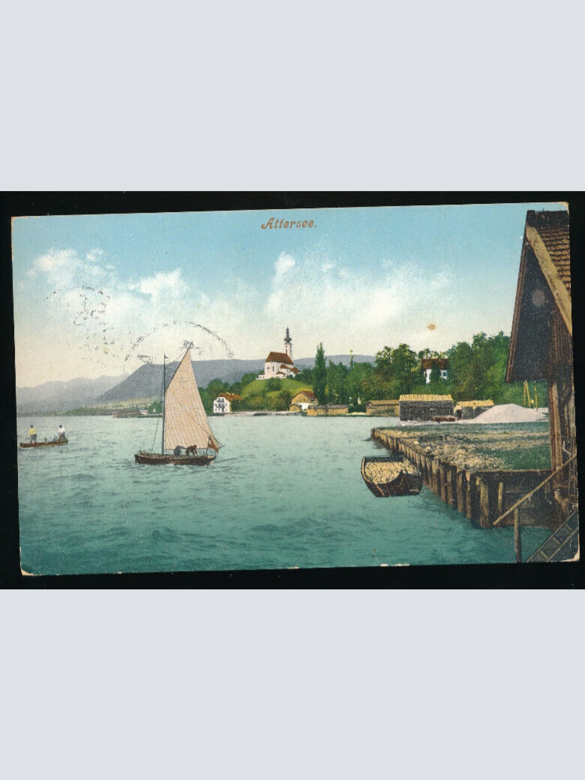 AK aus Attersee mit Segelboot Oberösterreich (6054)