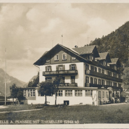 AK vom Hotel Forelle am Plansee mit Thaneller Tirol (6948)