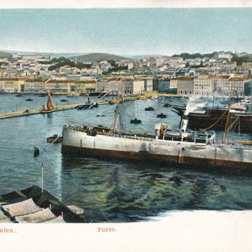 AK aus Triest - Trieste Hafen mit Dampfschiff Italien (6725)
