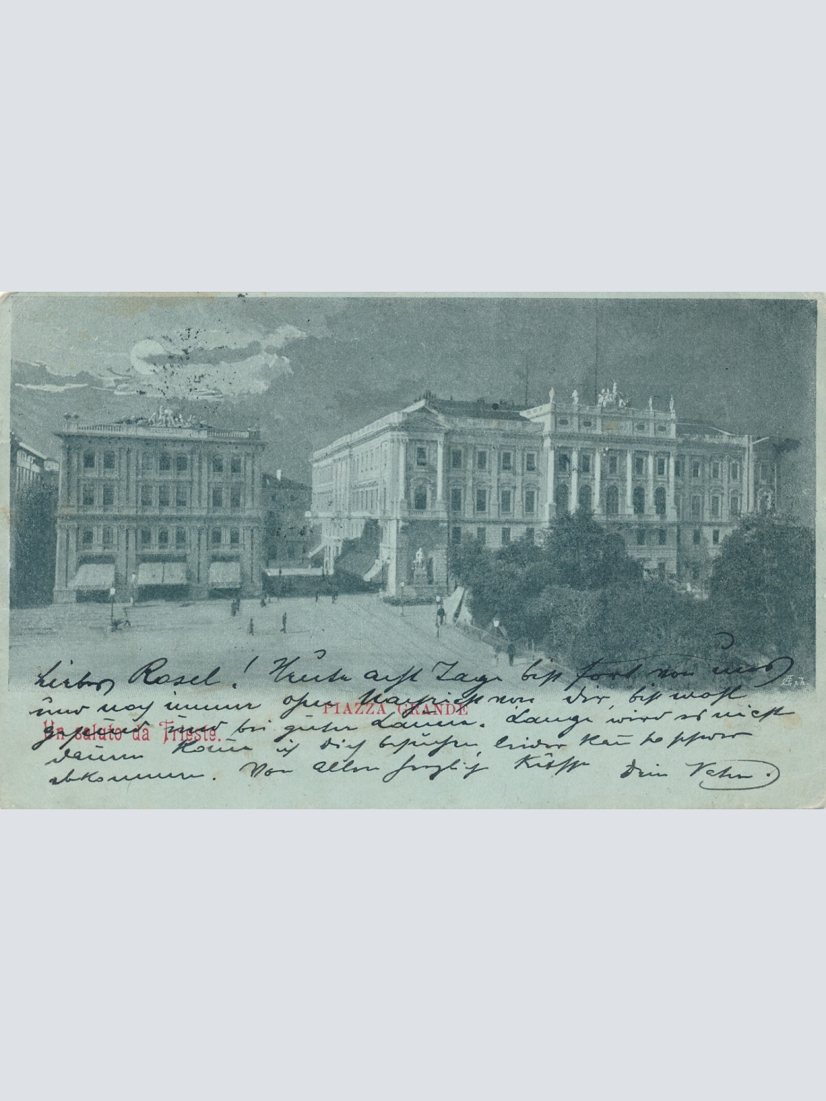 Mondschein - Karte aus Trieste mit Piazza Grande Italien (6441)