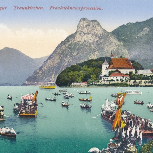 AK aus Traunkirchen Fronleichnamsprozession Oberösterreich (7435)