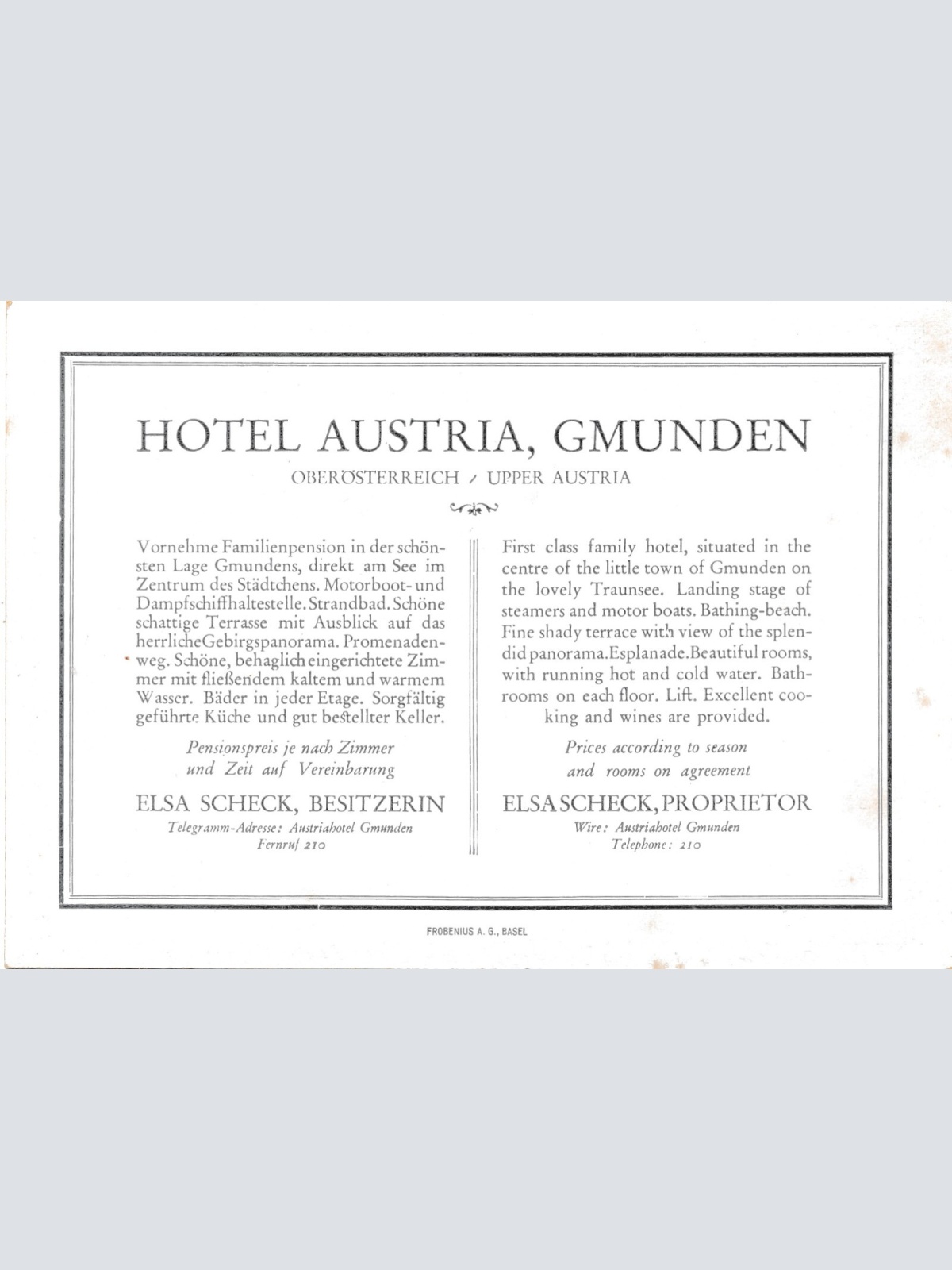 AK aus Gmunden mit Hotel Austria Oberösterreich (7431)