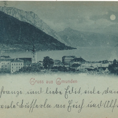 Mondschein - Karte aus Gmunden mit Schloss Ort Oberösterreich (7695)