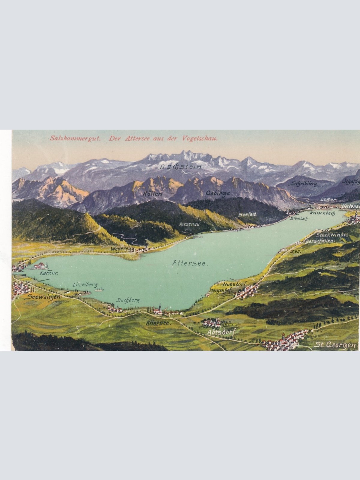 AK aus Attersee aus der Vogelschau Oberösterreich (7652)