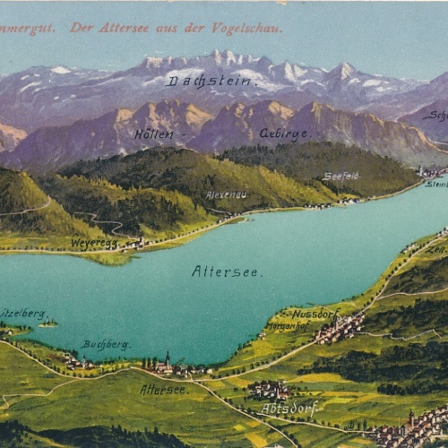 AK aus Attersee aus der Vogelschau Oberösterreich (7653)
