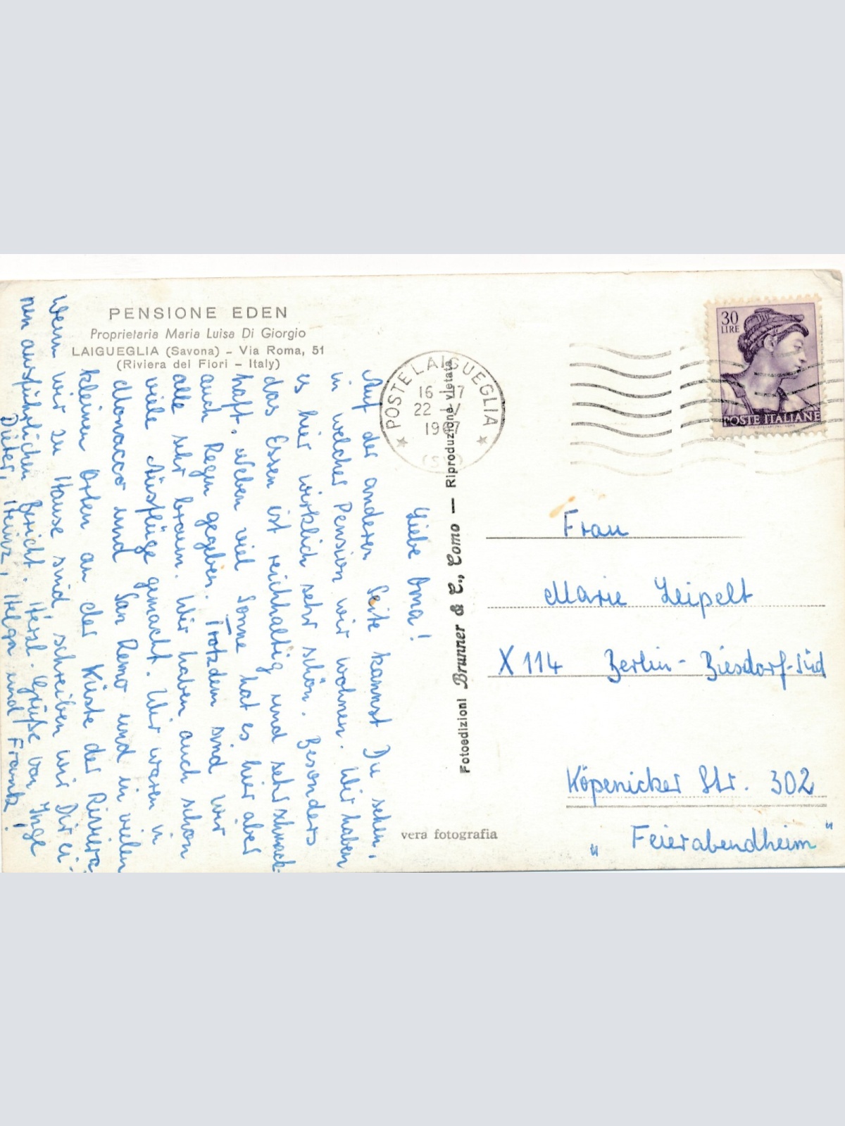 AK aus Laigueglia mit Oldtimer Italien (7728)