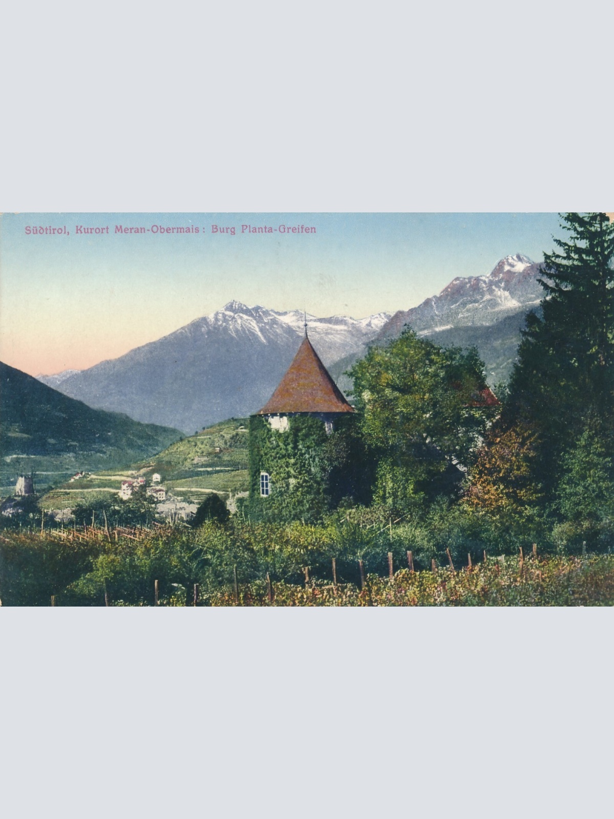 AK aus aus Meran - Obermais mit Burg Planta Greifen Italien (7742)