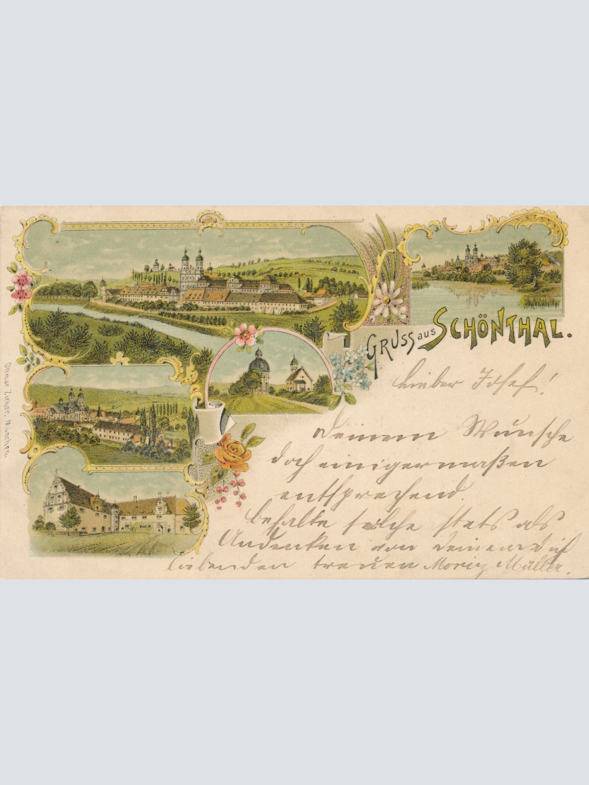Litho - Karte gruss uas Schönthal Baden - Württemberg (7568)