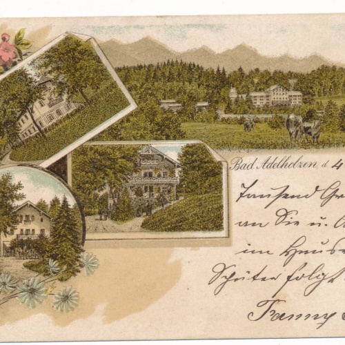Litho - Karte aus Bad Adelholzen Bayern (7583)