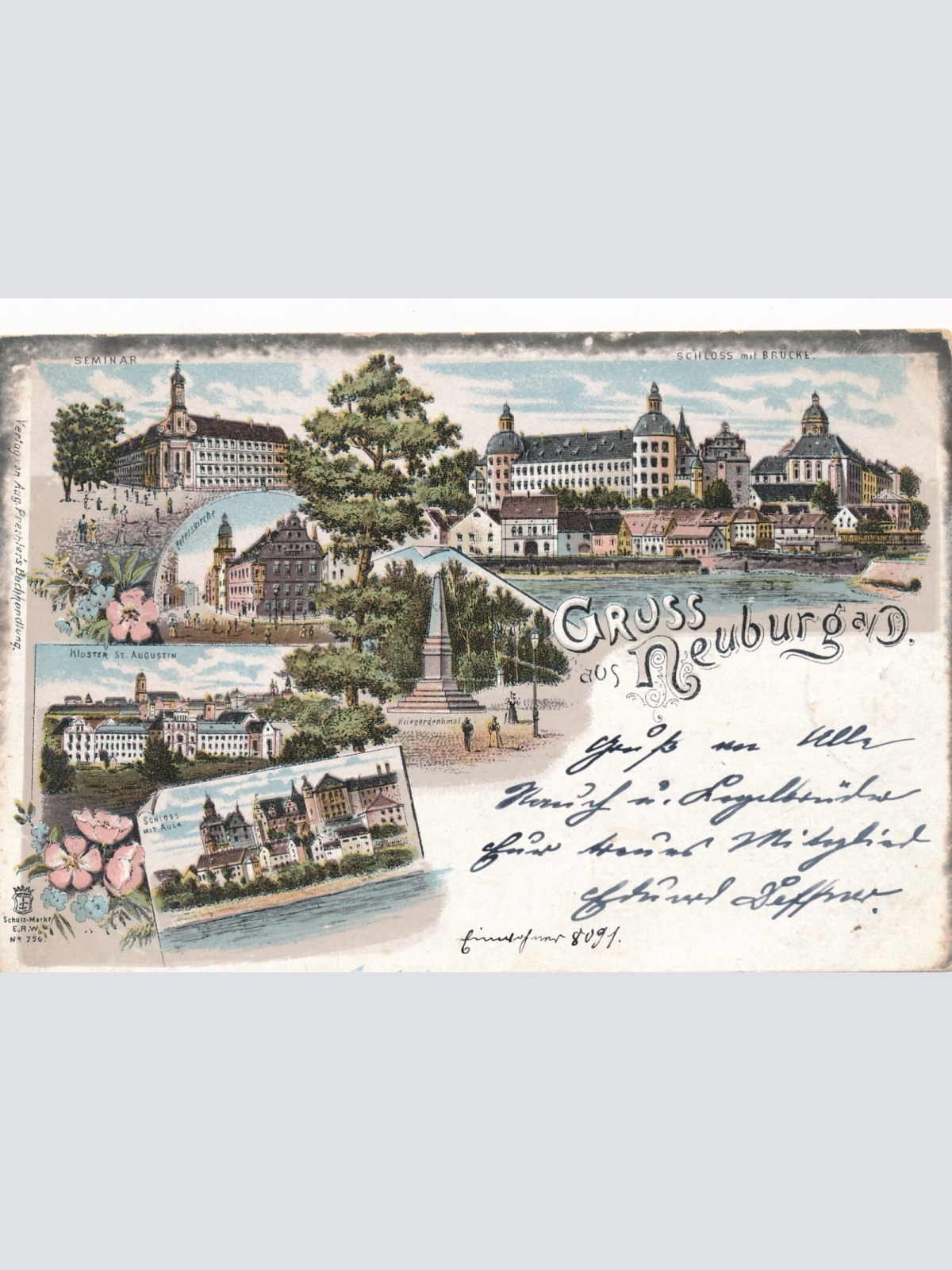 Litho - Karte gruss aus Neuburg Bayern (7585)