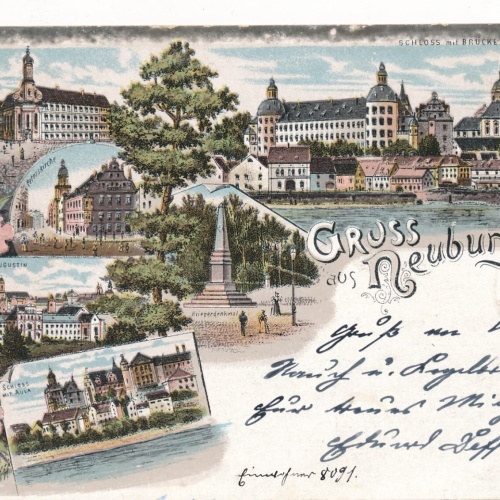 Litho - Karte gruss aus Neuburg Bayern (7585)