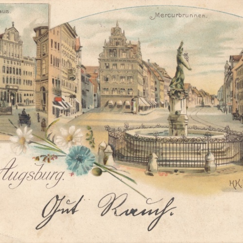Litho - Karte gruss aus Augsburg Bayern (7588)
