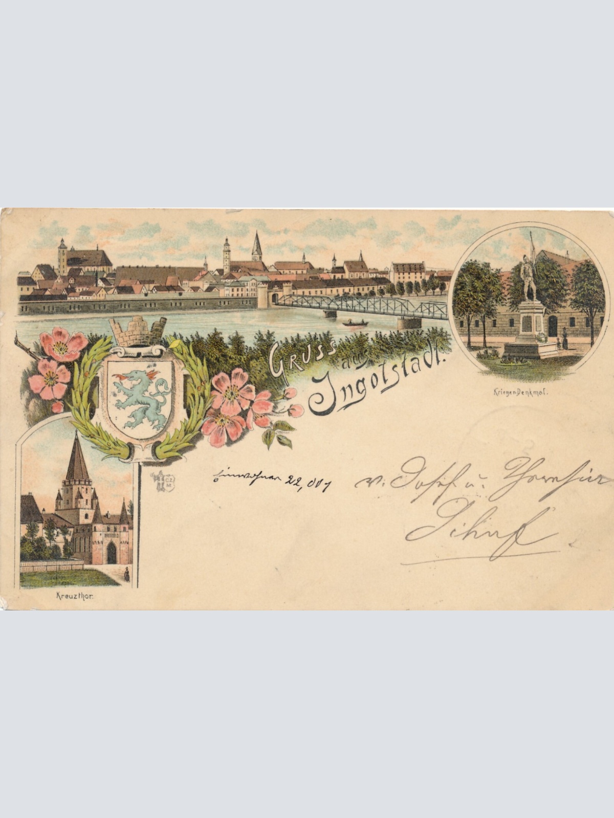 Litho - Karte aus Ingolstadt Bayern (7581)