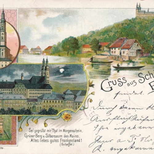Litho - Karte gruss aus Schloss Banz Bayern (7573)