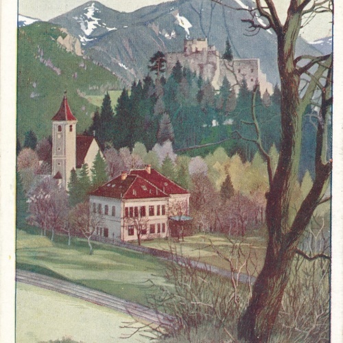 AK von der Ruine Klamm mit Kirchlein Niederösterreich (7854)