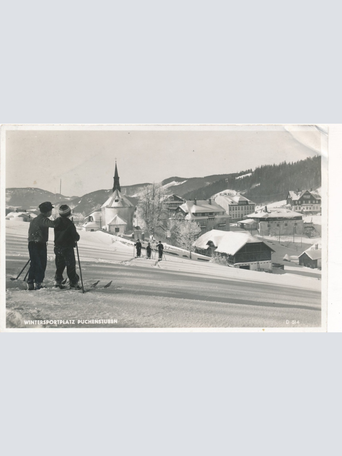 AK aus Puchenstuben Wintersportplatz mit Kinder Niederösterreich (7890)