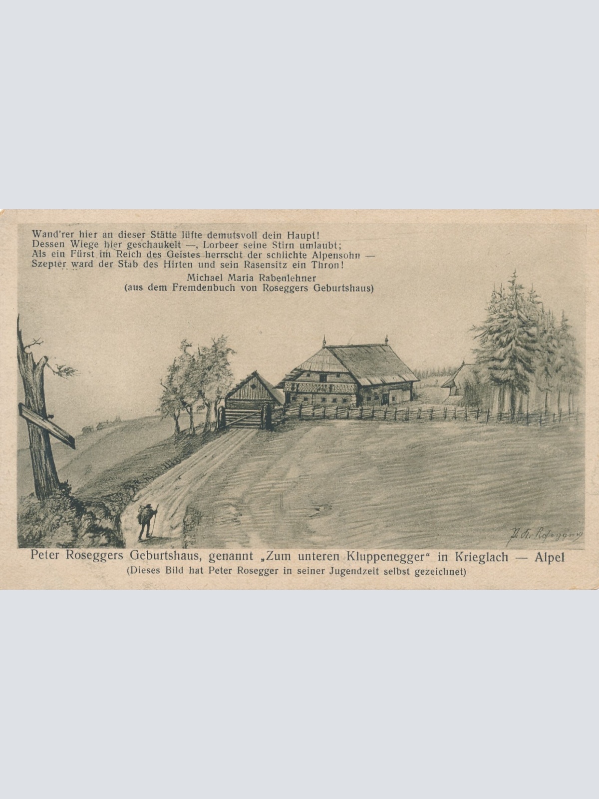 AK aus Krieglach mit Peter Roseggers Geburtshaus Steiermark (8034)